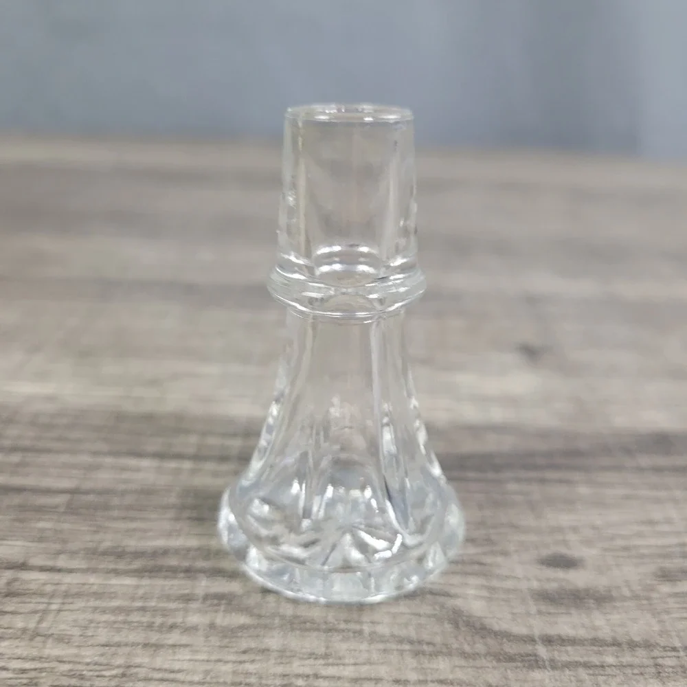 Vintage Clear Glass Decanter with Stopper Diamond Star Cut Pattern Liquor Bottle